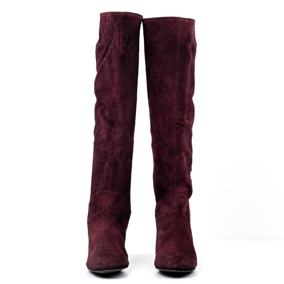 Free People Women Star Burgundy Distress Suede Retro 60s Zip Boots sz 8US EUR 38 - Picture 2 of 7